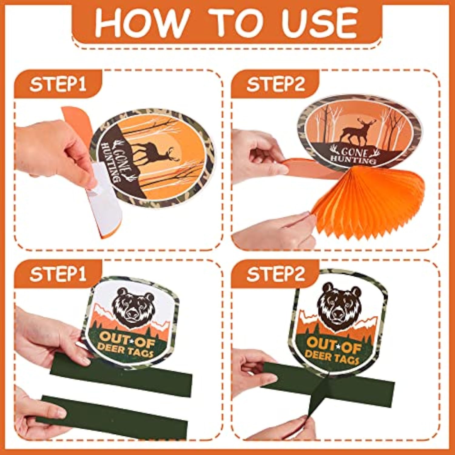 12 Pieces Hunting Birthday Decorations Hunting Table Centerpieces Camo