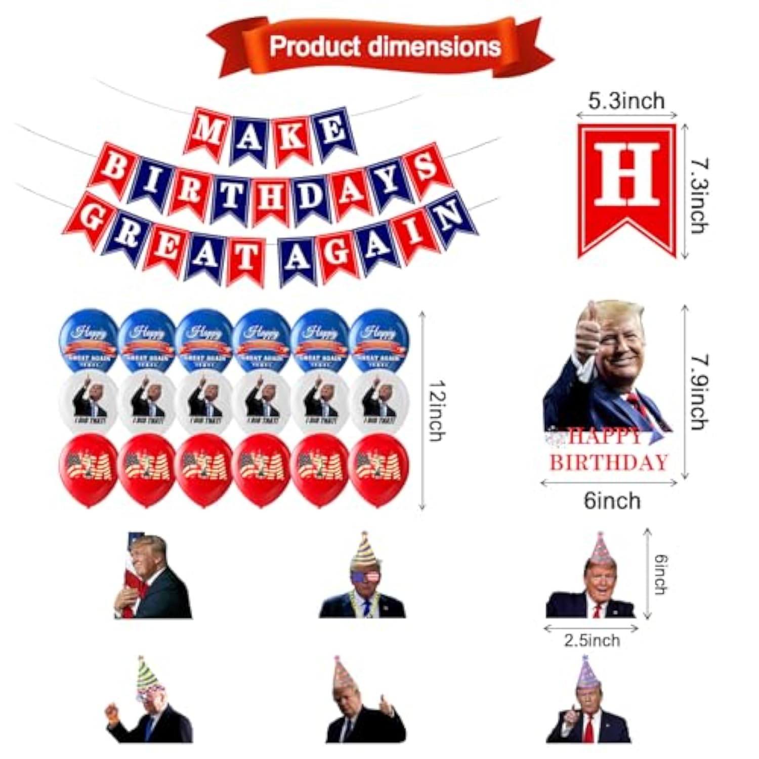 Make Birthdays Great Again Red Blue Party Decorations Kit With Balloons Banner Cake Toppers For Usa Presidant Patriotic Birthday Themes