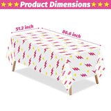 3Pcs Preppy Pink Lighting Bolt Party Tablecloths Plastic Rectangle Table Covers Disposable Y2K Tablecloth For Girls Birthday Bachelorette Early 2000S Theme Party Supplies 51.2 X 86.6 In