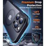 Magnetic For 16 Pro Max Case, Translucent Matte [2Pcs Tempered Glass Screen Protector] Cell Phone Home Button Stickers Phone Case,Black
