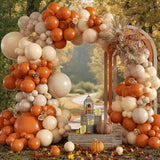 156pcs Fall Balloon Arch Kit Burnt Orange Sand White Nude Balloons for Wedding Baby Shower Party