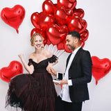 12 Pcs Heart Balloons, 18 Inch Red Heart Shaped Balloons, Big Foil Helium Balloon, Love Foil Balloon For Wedding Baby Shower Anniversary Backdrop Valentine Party Decorations