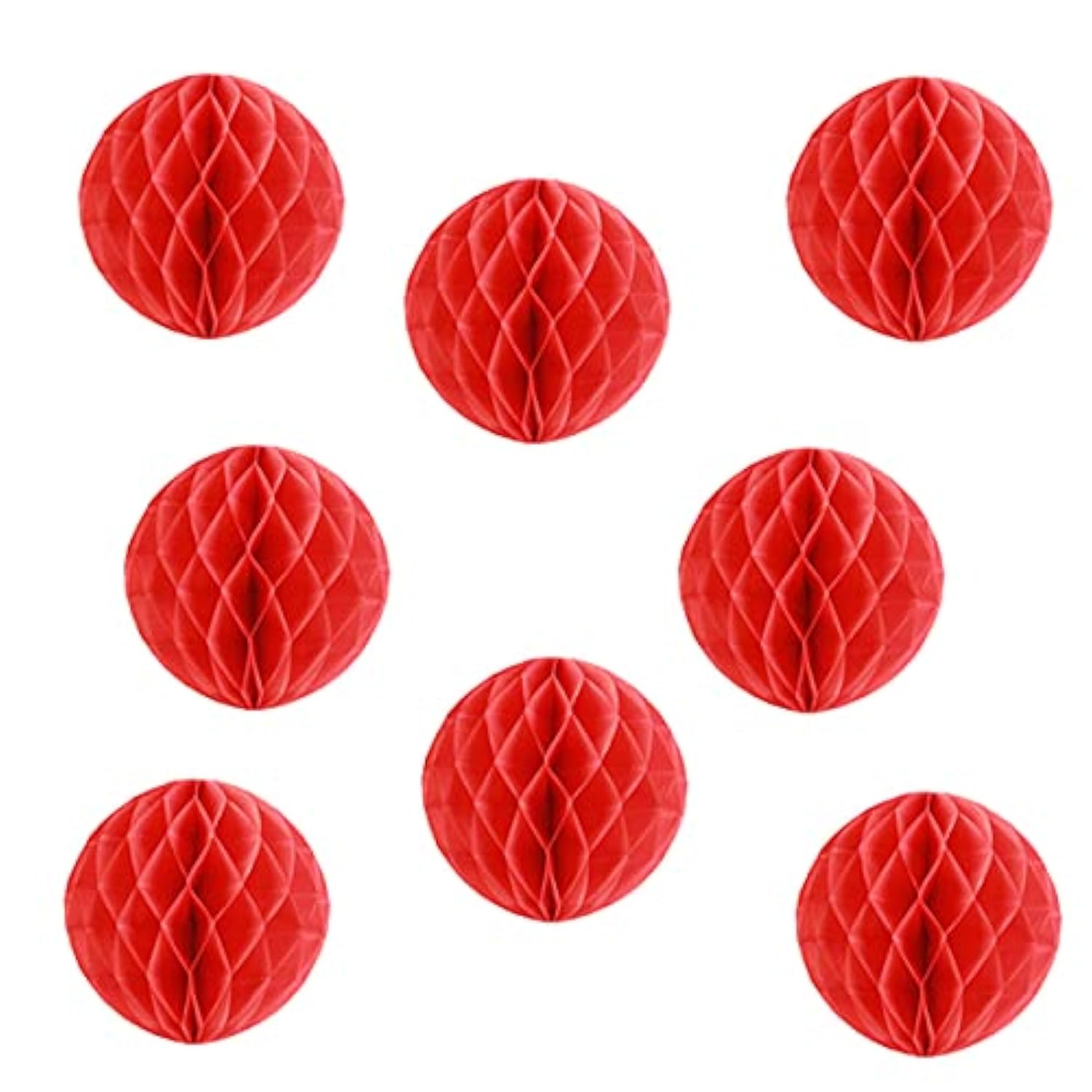 Pom Poms Tissue Paper Honeycomb Balls Flower Ball Wall Decor Pom Poms Decoration For Birthday Party Wedding Nursery Shower (Red, 8Pcs-8In)