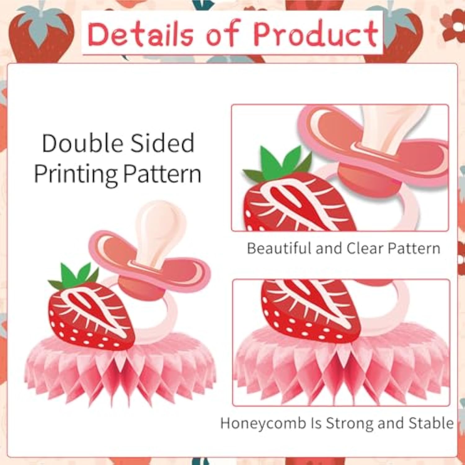 Strawberry Baby Shower Decorations - 9Pcs Berry Sweet Baby Shower Decorations Supplies A Berry Sweet Baby Is On The Way Decor Strawberry Honeycomb Centerpieces Baby Shower Party Table Decor