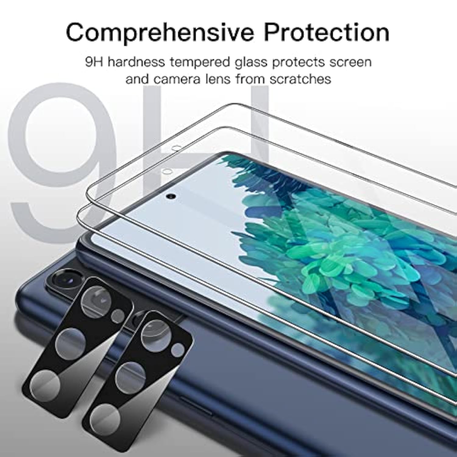 JETech Screen Protector for Samsung Galaxy S20 FE 6.5-Inch with Camera Lens Protector, Tempered Glass Film, Fingerprint ID Compatible, HD Clear, 2-Pack Each