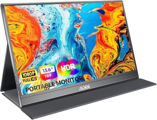Portable Monitor 15.6Inch Fhd 1080P Usb C Hdmi Gaming Ultra-Slim Ips Display W/Smart Cover & Speakers,Hdr Plug&Play, External Monitor For Laptop Pc Phone Mac (15.6'' 1080P)