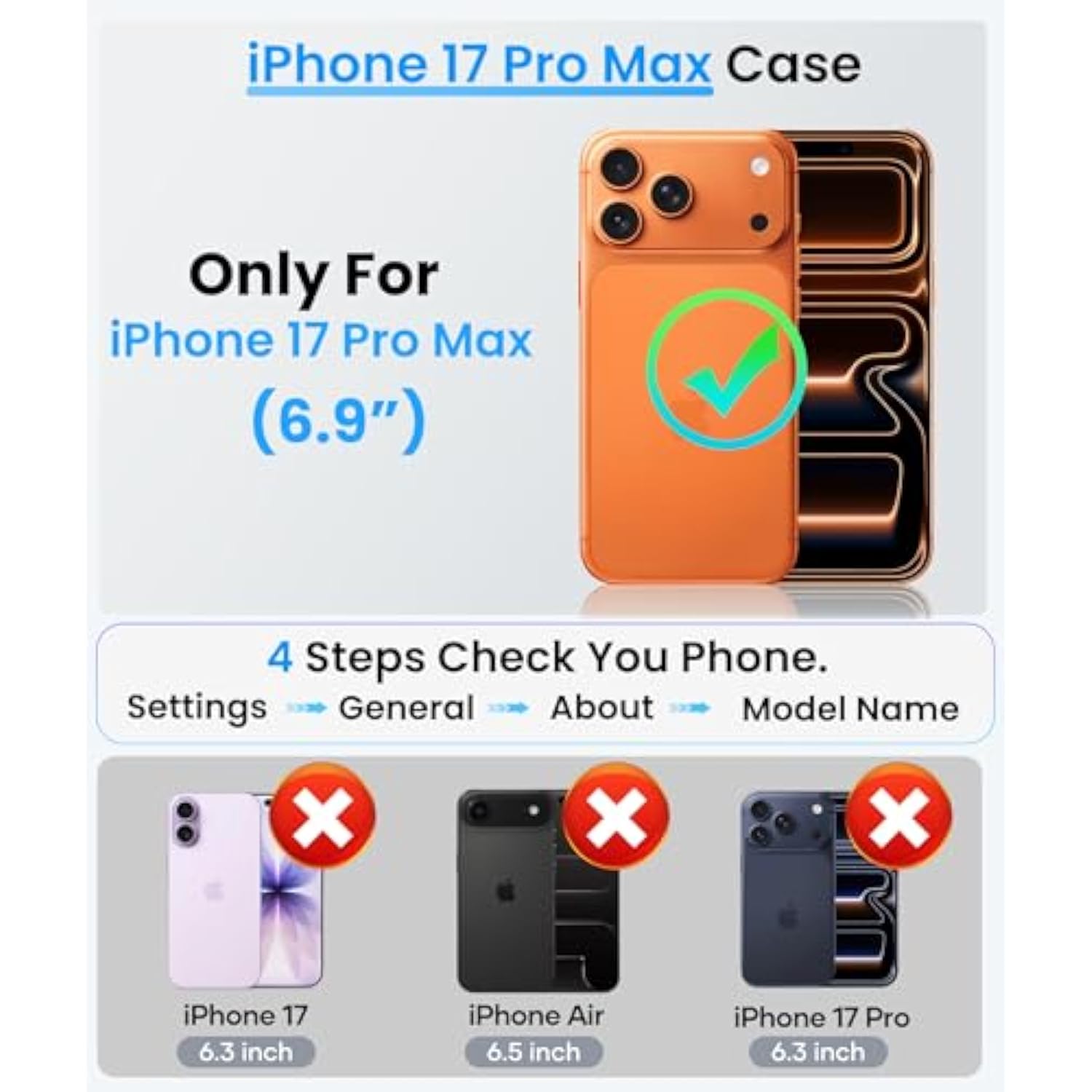 For Iphone 17 Pro Max Wallet Case, Built-In Card Holder (2 Cards), Compatible With Magsafe & Rfid Blocking, 360° Full Body Shockproof Magnetic Leather Case For Iphone 17 Pro Max 6.9" 2025, Blue