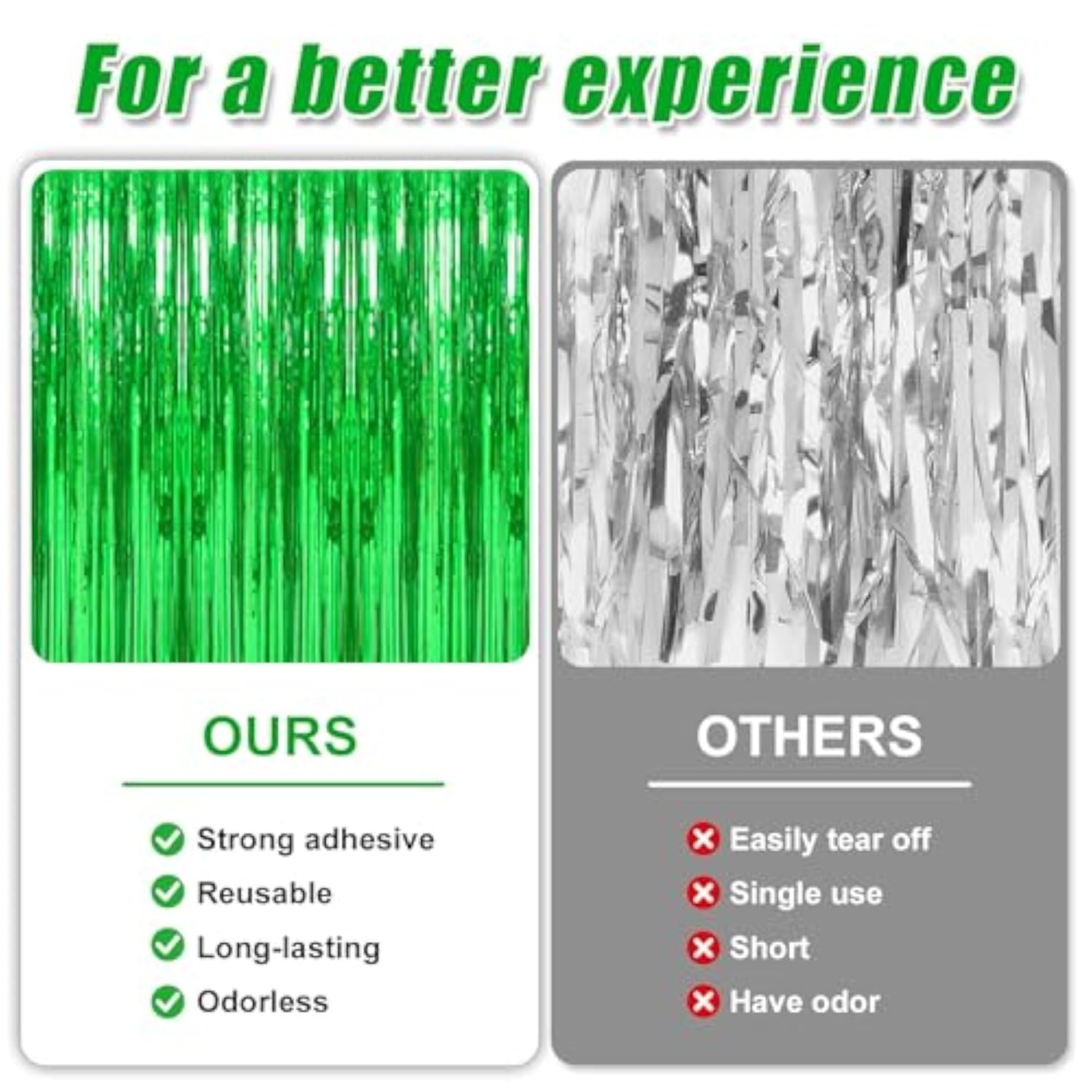 3 Pack 3.3 X 9.9 Ft Green Foil Fringe Backdrop Curtain, Streamer Backdrop Curtains, Streamers Birthday Party Decorations, Tinsel Curtain For Parties, Galentines Decor, Preppy, Photo Booth