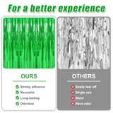 3 Pack 3.3 X 9.9 Ft Green Foil Fringe Backdrop Curtain, Streamer Backdrop Curtains, Streamers Birthday Party Decorations, Tinsel Curtain For Parties, Galentines Decor, Preppy, Photo Booth