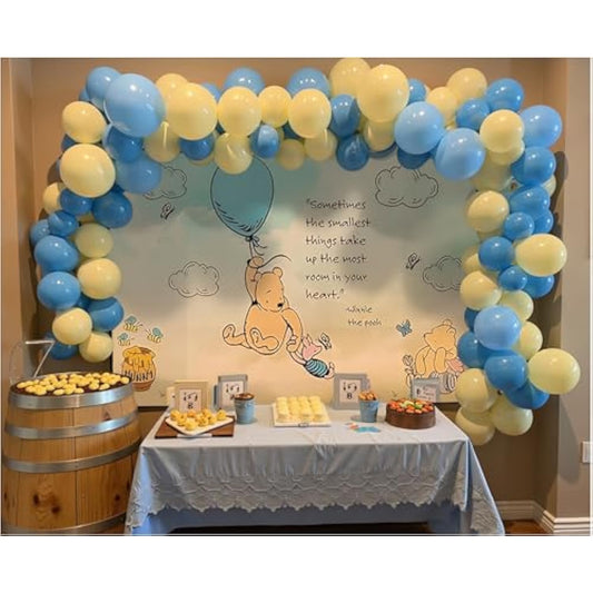 Pastel Balloon Garland Arch Kit With 100 Pcs Blue And Yellow Balloons, Diy Balloon Bouquet Kit For Baby Shower, Wedding Bachelorette Birthday Party , Balloon Decorations