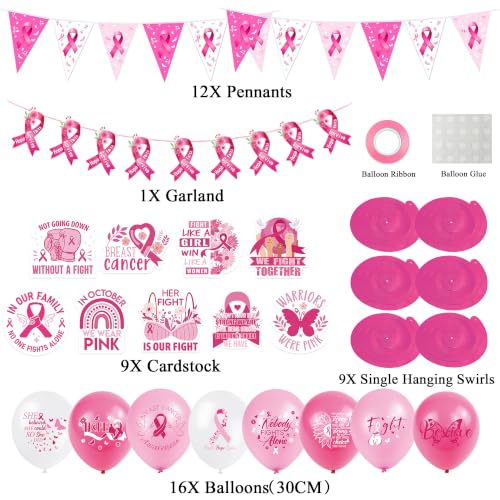Breast Cancer Awareness Decorations, Pink Ribbon Balloons Party Supplies