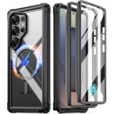 Guardian Case For Galaxy S25 Ultra 5G 6.9 Inch (2025), [20Ft Mil-Grade Drop Tested] Built-In Screen Protector [Work With Fingerprint Id] Full Body Shockproof Rugged Clear Case, Black/Clear