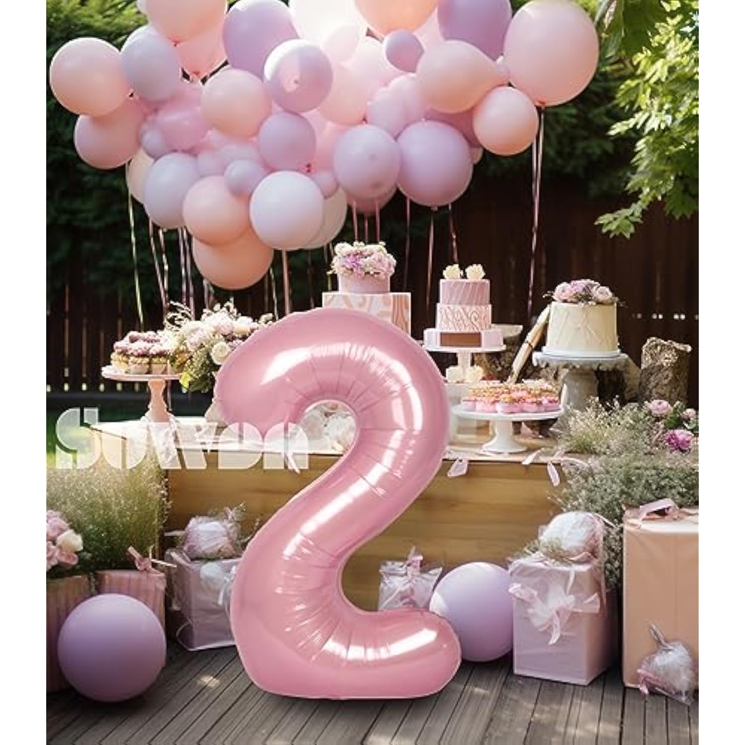 40 Inch Pink Large 2 Number Balloons Big Foil Helium Number Balloons 0
