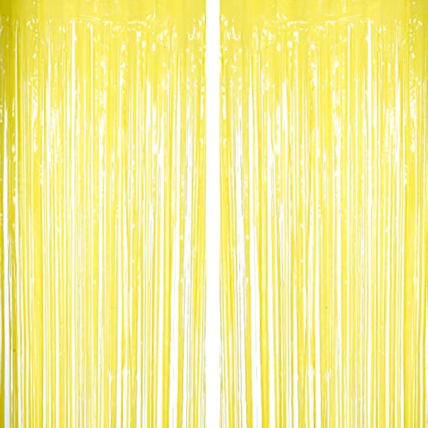 Yellow Tinsel Foil Fringe Curtains Decorations - You Are My Sunshine Baby Shower Birthday Party Photo Backdrops Props Decorations, 2Pc