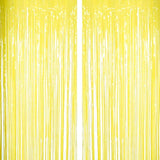Yellow Tinsel Foil Fringe Curtains Decorations - You Are My Sunshine Baby Shower Birthday Party Photo Backdrops Props Decorations, 2Pc
