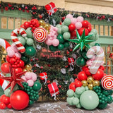 163pcs Christmas Balloon Garland Red Green Pink Gold Party Decor