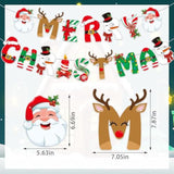 Merry Christmas Banner Snowman Santa Christmas Decorations For Fireplace Christmas Tree Reindeer Banner Merry Christmas Sign For Mantel Wall Window Christmas Party Favor Supplies