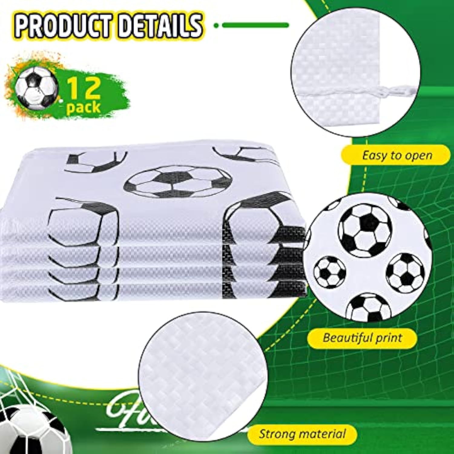 12 Pcs Potato Sack Race Bags Sports Themed Potato Race Jumping Bags 40 X 20 Inches Sack Race Bags For Adults Kids Family Party Games And Activities Party Supplies(Soccer)