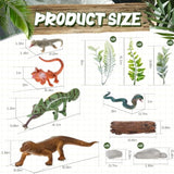 19Pcs Reptile Cake Toppers Safari Animals Cake Decorations Artificial Lizard Snake Model Leaf Stone Tree Stump Set Reptile Party Decoration For Birthday Baby Shower Theme Party Supplies
