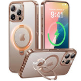 Desert Titanium For Iphone 16 Pro Max Case With 360° Spin Magnetic Stand [Compatible With Magsafe][16Ft Protection] Polished For Iphone 16 Promax Case With Stand Ring 6.9'', Rose Gold