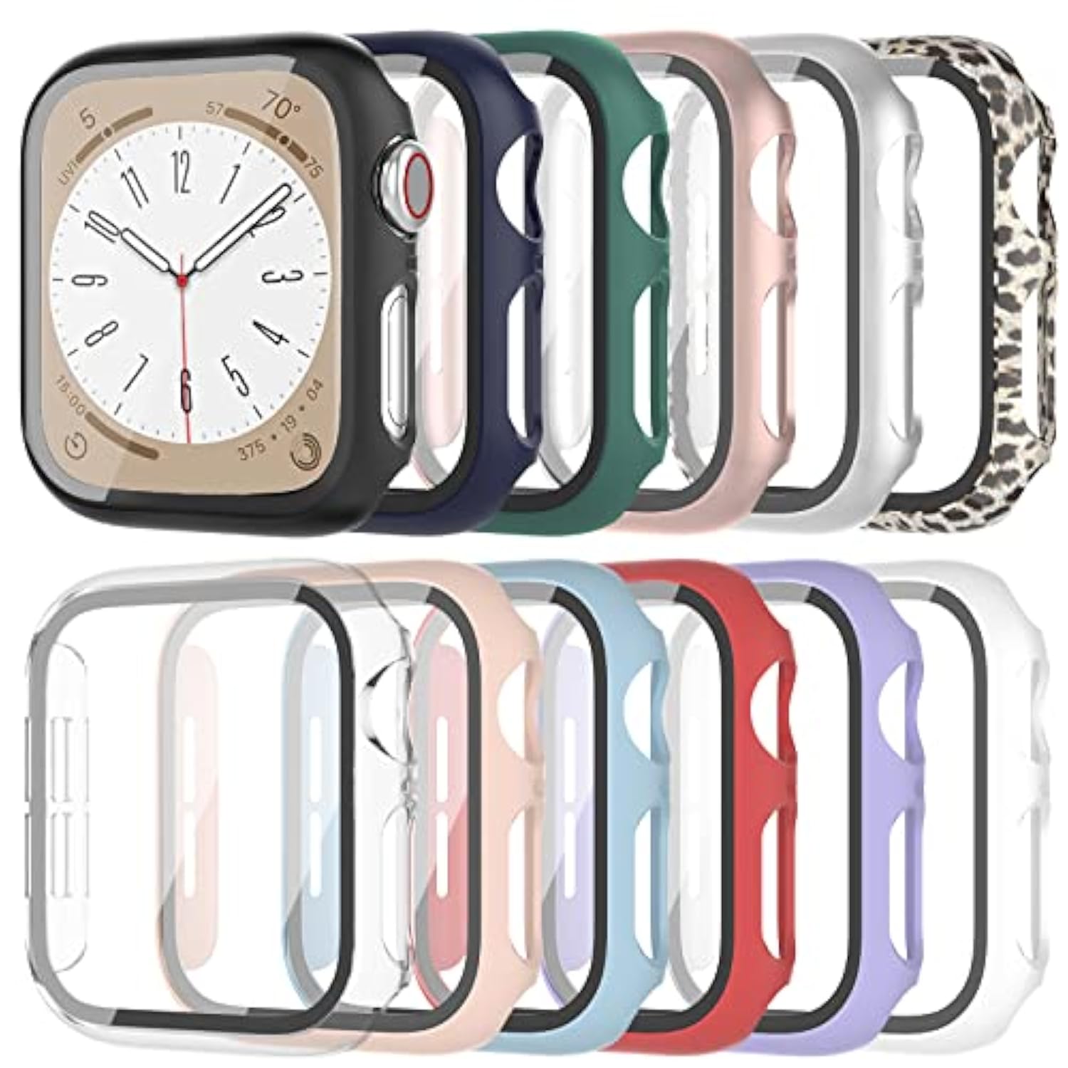 [12 Pack] Case Compatible With Watch Series 9 8 7 41Mm With Tempered Glass Screen Protector, Full Coverage Bumper Hard Pc Protective Cover For Iwatch Series 9 8 7 41Mm Accessories