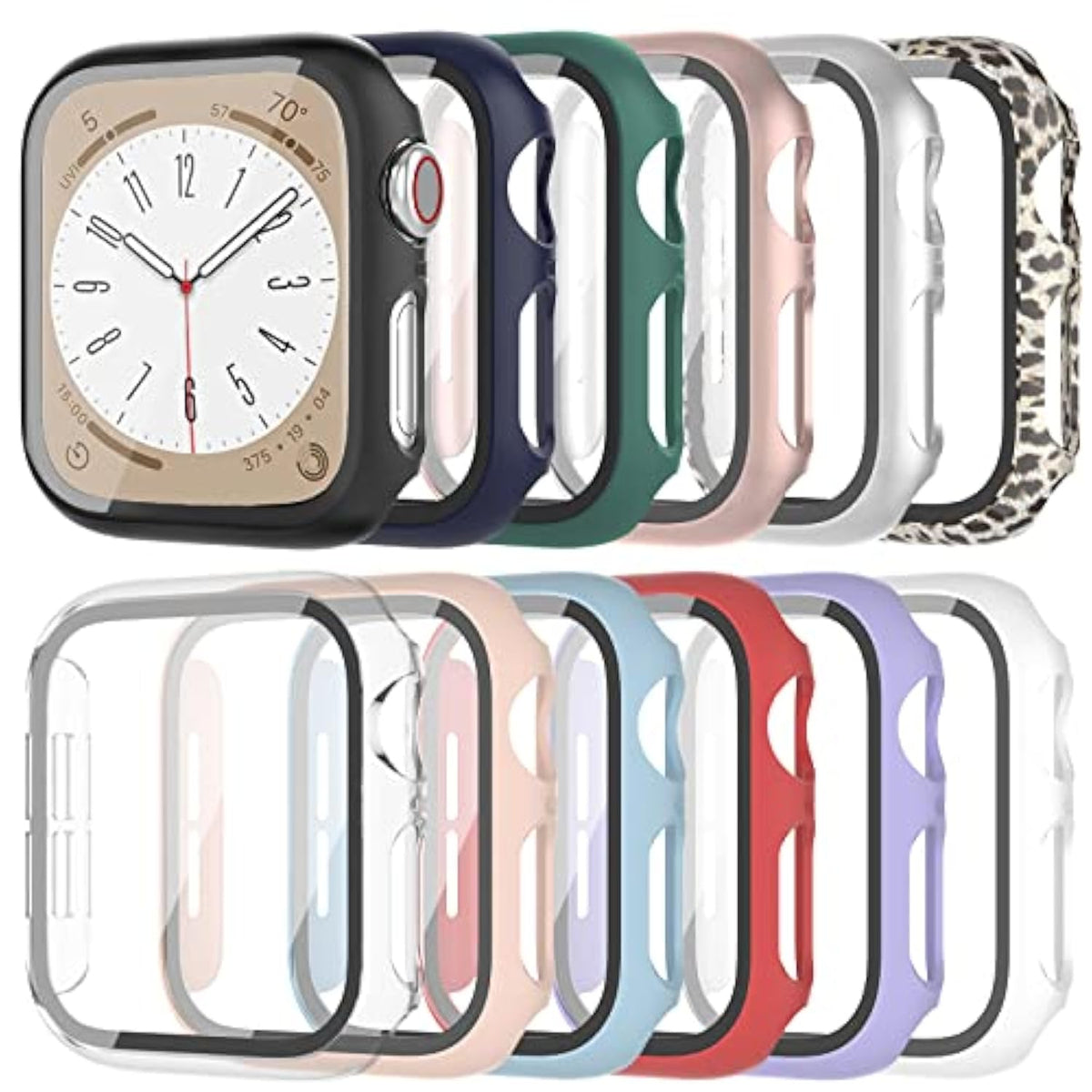[12 Pack] Case Compatible With Watch Series 9 8 7 41Mm With Tempered Glass Screen Protector, Full Coverage Bumper Hard Pc Protective Cover For Iwatch Series 9 8 7 41Mm Accessories