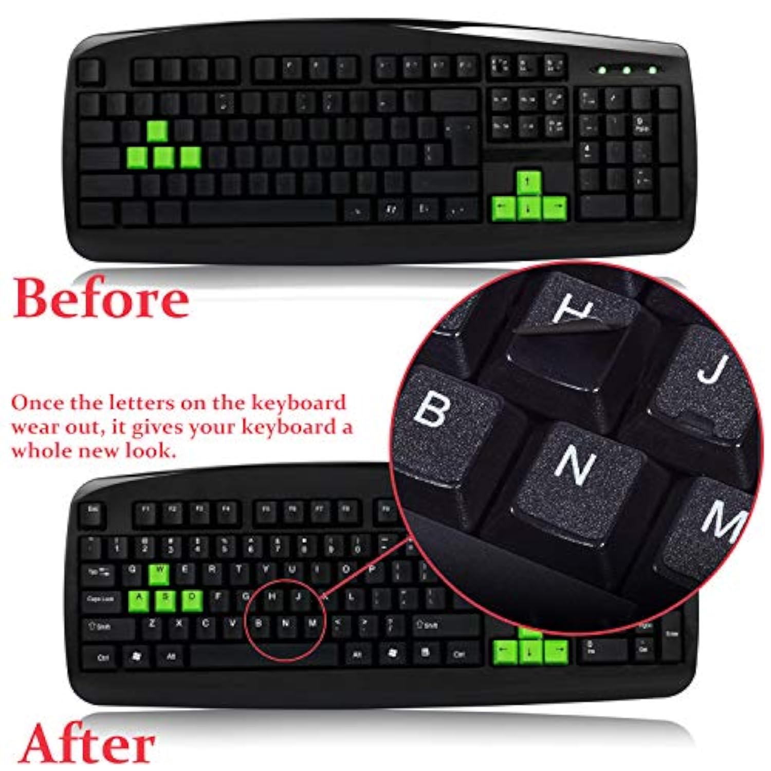 2Pcs English Keyboard Stickers,English Keyboard Replacement Sticker With Black