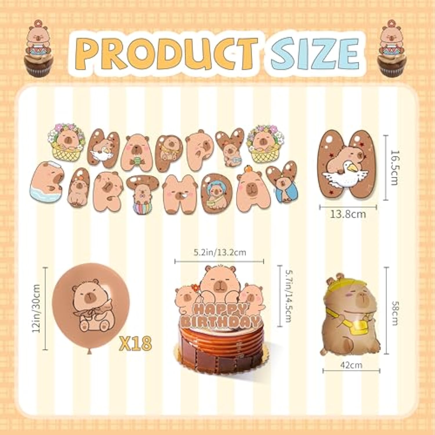 50Pcs Capybara Birthday Party Decor Set, Capybara Cake Topper Included 6 Foil Balloons, Happy Birthday Banner, 18 Latex For Capybara Lover Bday Decor Supplies
