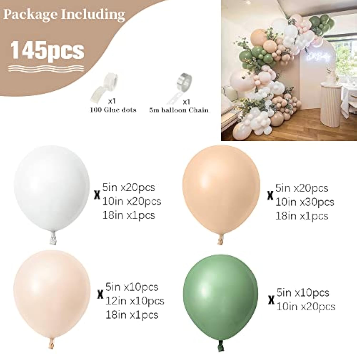 Olive Green Black Balloon Garland Arch Kit 220Pcs Balloon Kit For Anni