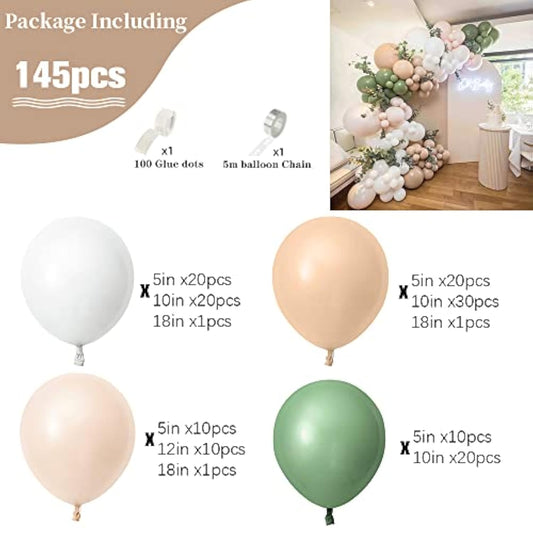 Avocado Green Peach Balloon Garland Arch Kit 143Pcs Balloon Kit For We