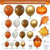 Fall Balloon Arch Kit 130PCS Thanksgiving Pumpkin Balloons for Autumn Baby Shower Party
