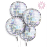 Iridescent Disco Ball Foil Balloons - 4 Pk, 22" | Last Disco Bachelorette Decorations, Groovy Birthday Party Supplies, 70S Baby Shower, Nye, Space Cowboy