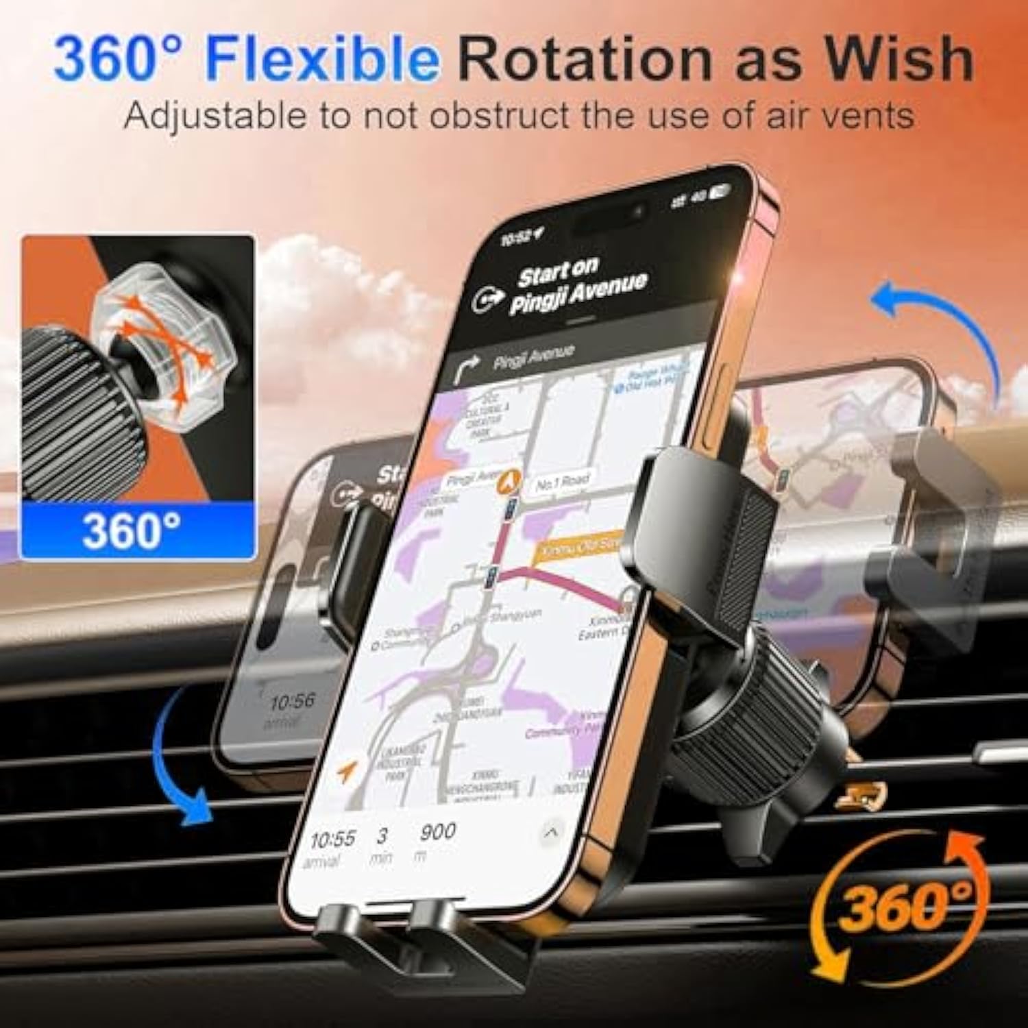 Military-Grade Suction & Stable Hook Phone Mount Fit for iPhone & Android Phone