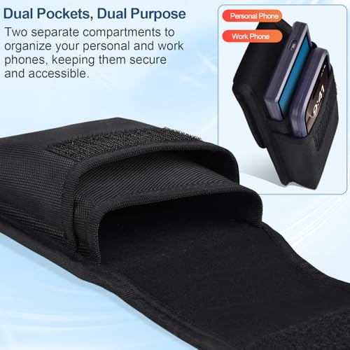 Heavy-Duty Dual Phone Holster Compatible with iPhone/ Galaxy/Google Pixel & Moto G Power - Secure Fit with Military-Grade Large Belt Clip,