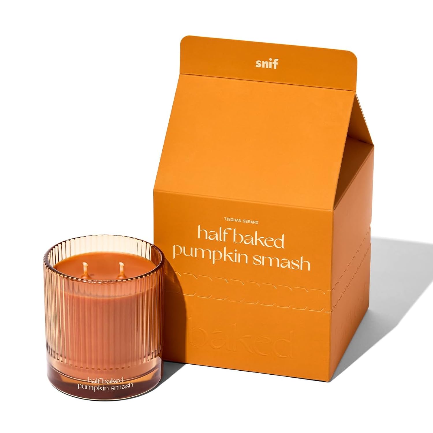 Half Baked Pumpkin Smash Scented Candle By , Festive Fall Candle, 50+ Hours, 100% Cotton Fiber Wicks, Soy Wax Blend, Non-Toxic, Vegan, 8.5Oz
