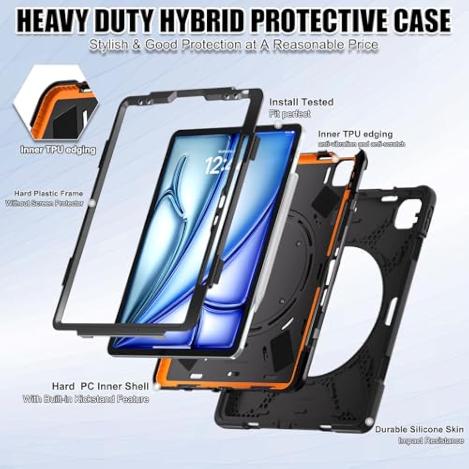Ipad Pro 12.9 Case 2022/2021/2020/2018: Full Drop-Proof Rugged Protection Cove