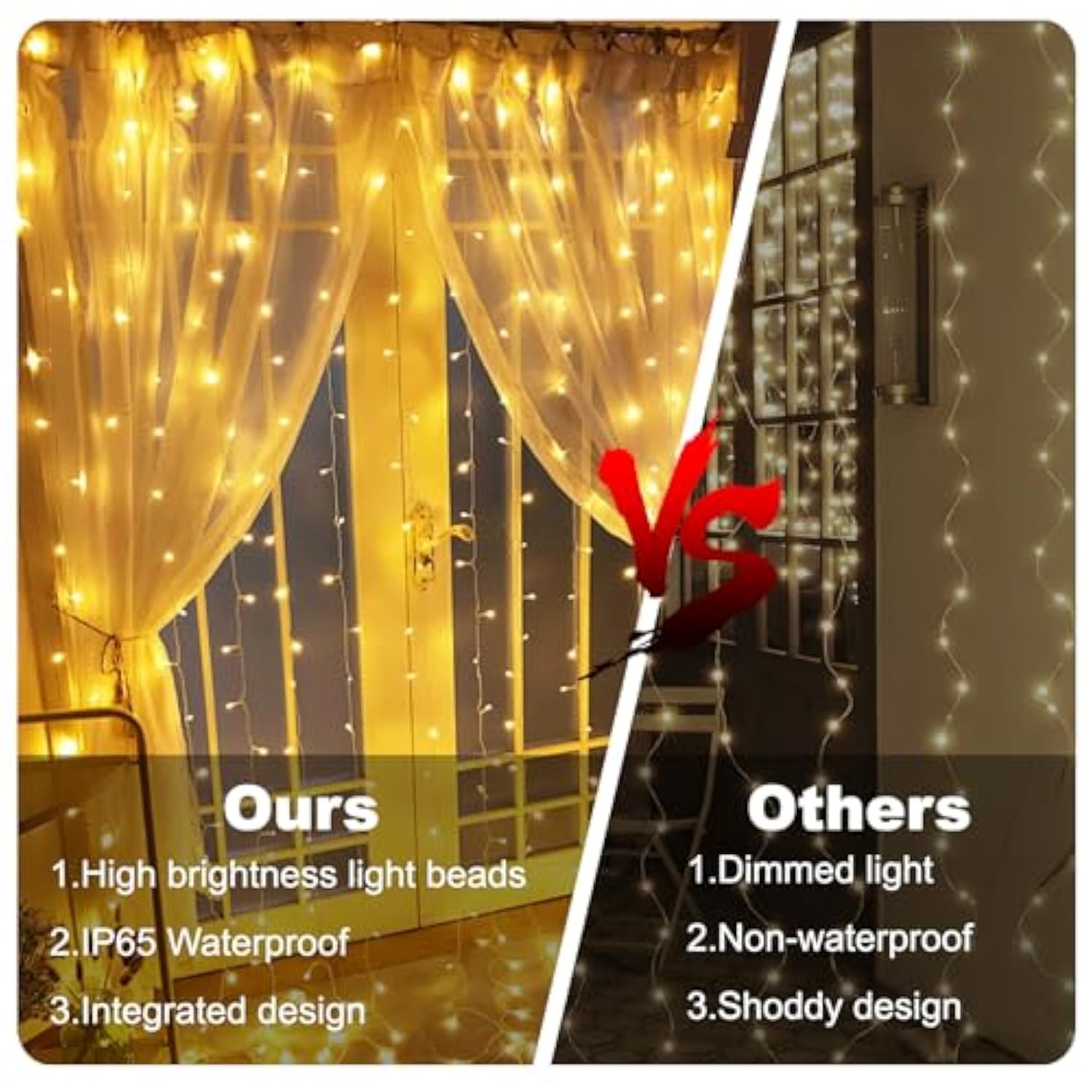300 Led Curtain Lights 9.8Ft Plug-In Fairy Curtain Lights With 8 Modes, Connectable Indoor/Outdoor For Christmas Decorat