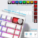 75% Wireless Mechanical Gaming Keyboard With Knob & Dot-Matrix Display Bluetooth5.0/2.4Ghz/Usb C Thocky Creamy Keyboard For Pc Computer, 8000Mah Battery Jelly Key Board For Win/Mac (Mt75-White)
