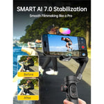 Phone Gimbal Stabilizer 3-Axis Smartphone Foldable Handheld Gimbal For Iphone With Focus Wheel Tiktok Youtube Vlog Stabilizer For Iphone16 15 14 13 12 Pro Max Android-Smart Xe