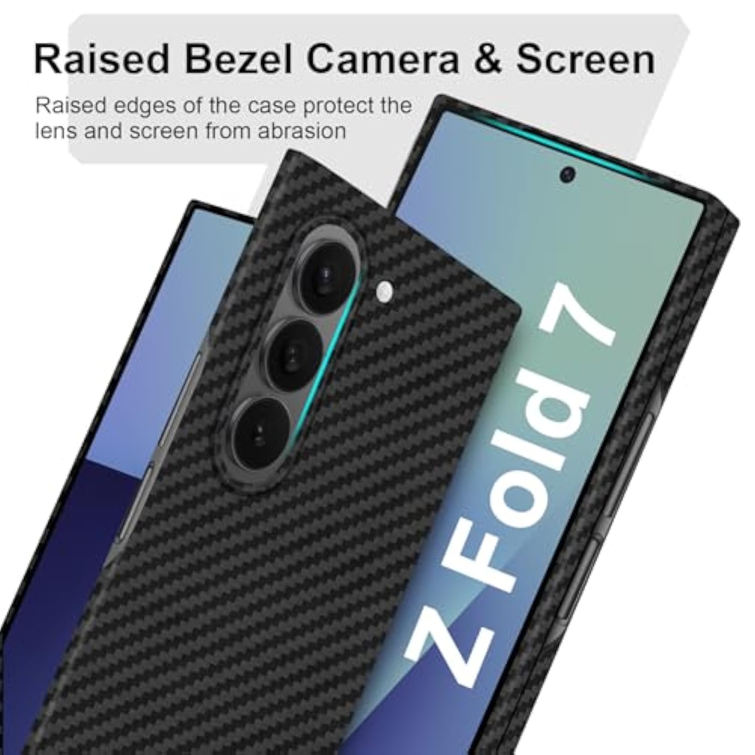Slim And Thin Carbon Fiber Case Compatible With Samsung Galaxy Z Fold 7, 1500D Aramid Fiber Z Fold7 Cover Compatible With Magsafe, Matte Black Gray Twill [Not Printed]