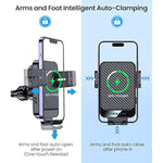 Wireless Car Charger, 15W Fast Charging Auto-Clamping Car Mount Universal Hands-Free
