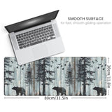 Mypos Bear Large Gaming Mouse Pad,Rustic Branches Bird Desk Mat,31.5X11.8X0.12In Extended Non-Slip Rubber Woodland Retro Mousepad,Computer Desk Mat Gifts,Laptop Mice Pads Decor For Office Home