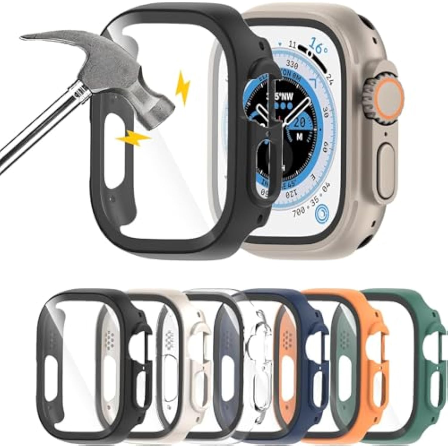 6 Pack Case With Tempered Glass Screen Protector For Watch Ultra 2/Ultra 49Mm, Scratch Resistant Full Protective Cover For Iwatch 49Mm