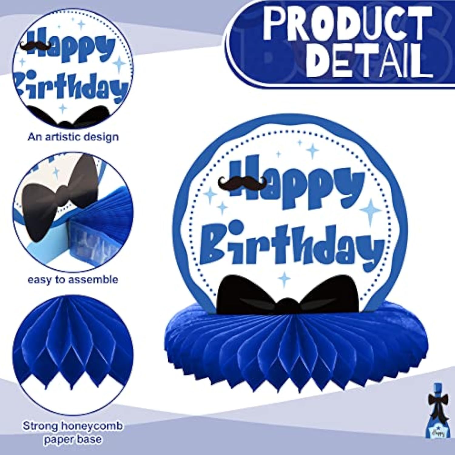 10-Piece Blue Boss Theme Honeycomb Centerpieces for Boys' Birthday Party