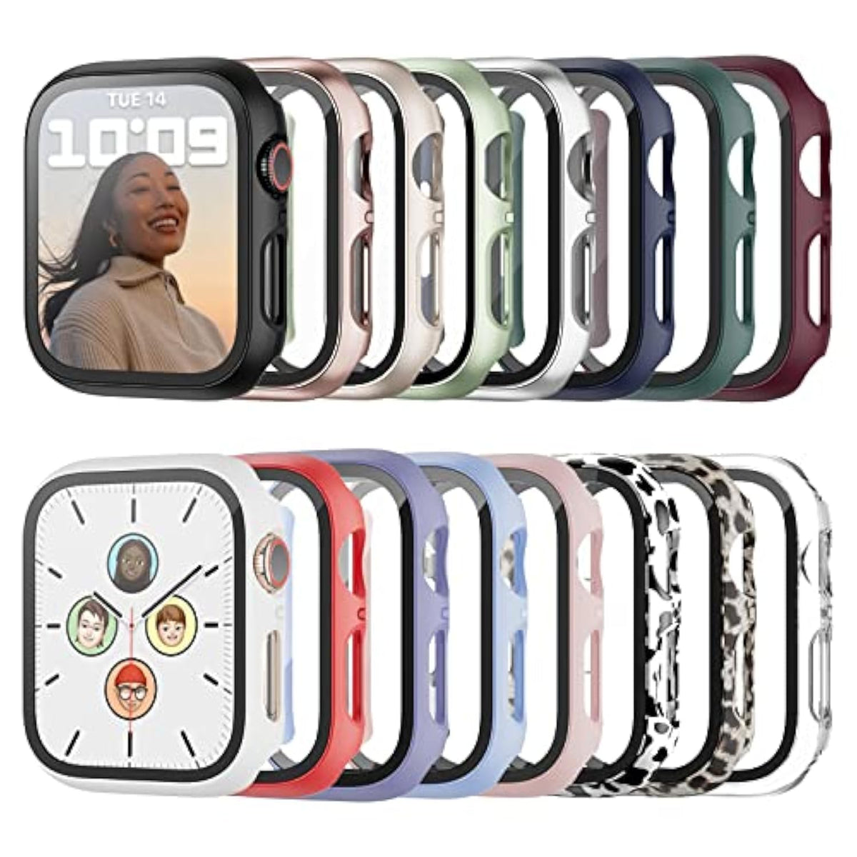 16 Pack Hard Pc Case For Watch Se 40Mm 2022 Series 6 & 5 With Tempered Glass Screen Protector, Ultra-Thin Scratch Resistant Bumper Protective Cover For Iwatch Accessories