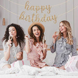 Pre-Strung Happy Birthday Banner - No Diy - Gold Glitter Birthday Party Banner In Script - Pre-Strung Garland On 6 Ft Strands - Gold Bday Party Decorations & Decor. Did We Mention No Diy