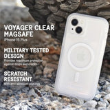 Voyager - Iphone 15 Plus Case 6.7" [Compatible With Magsafe] [Anti-Yellow] Magnetic Charging Phone Case With Belt Clip Holster Kickstand [18Ft Military Grade Drop Protection] - Clear