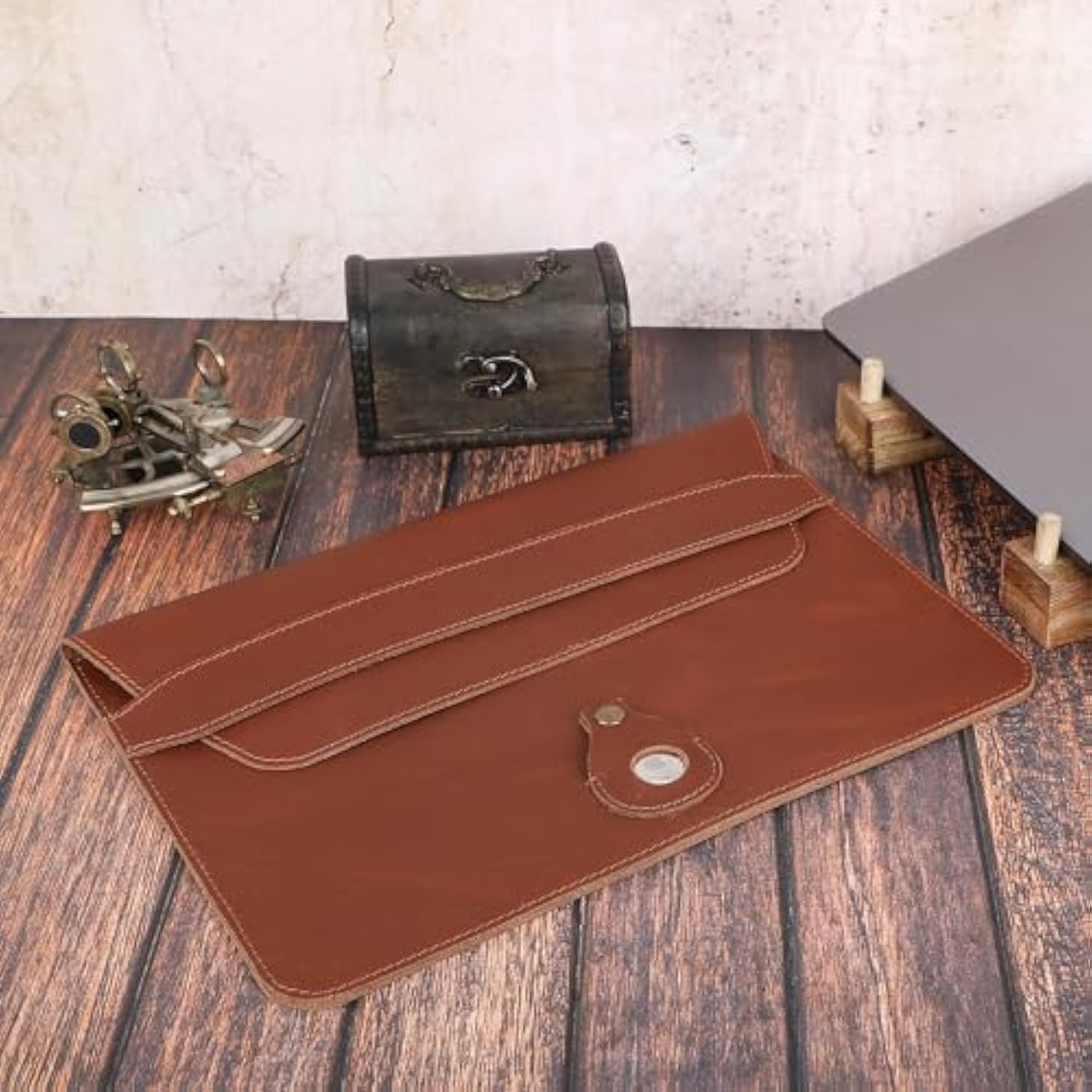 Leather Laptop Sleeve Compatible With Macbook Pro 13-13.3 Inch Notebook M3 M2 M1 Chip Pro Max 24-21 / Macbook Air 14, Laptop Bag Case With Pen Holder (Tan)