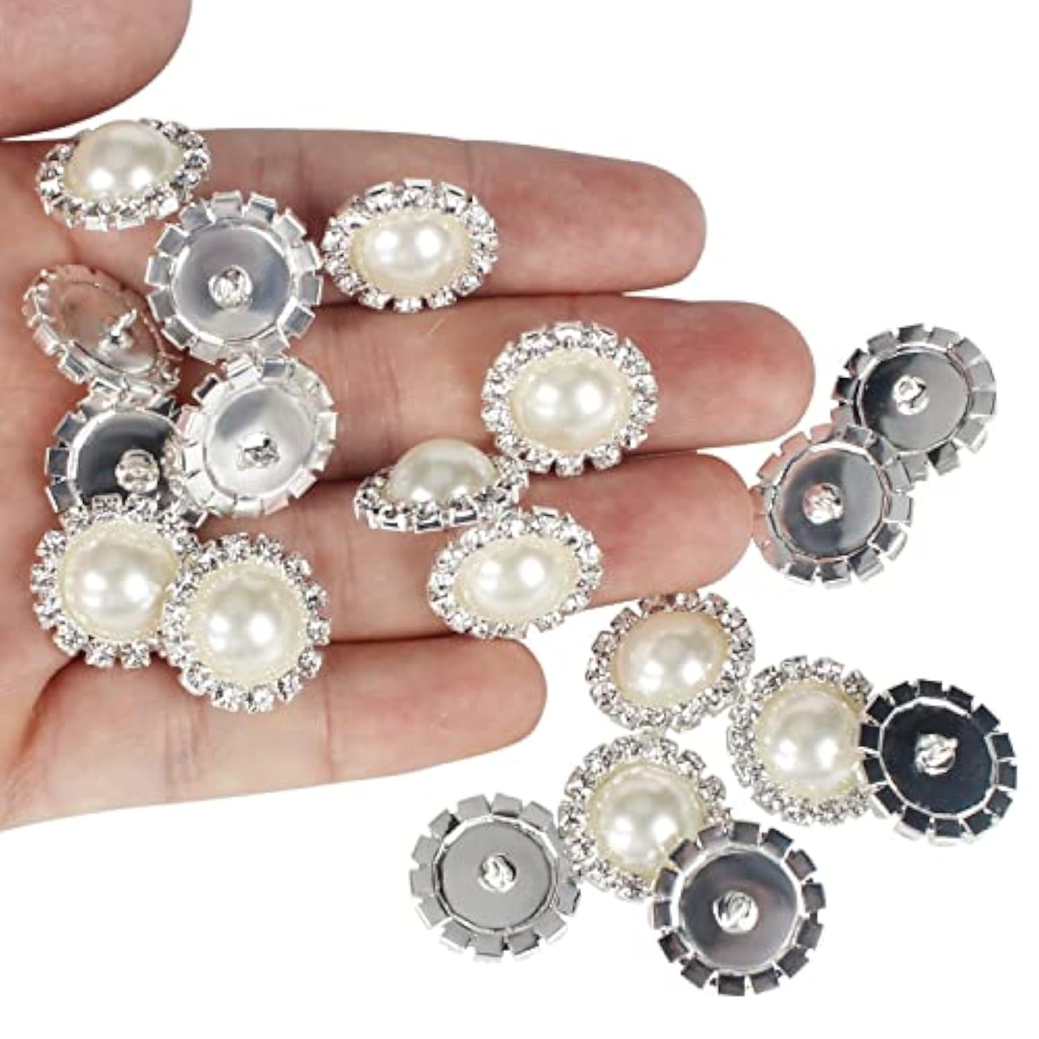 Wholesale 20 Pcs 18Mm Retro Vintage Round Crystal Ivory Faux Pearl Rhi