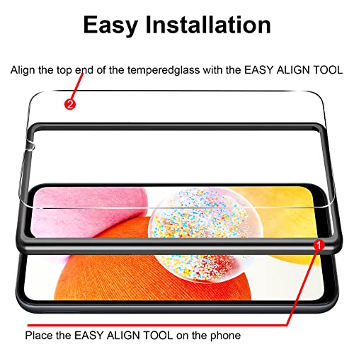 ? 3+3 PACK? Designed for Samsung Galaxy A14 5G Screen Protector Samsung A14 5G Screen Protector Tempered Glass Film,?EasyInstall Tool?9H, Ultra HD,